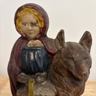 Rare Antique Cast Iron  Doorstop Little Red Riding Hood  94