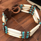 Buffalo Bone 4 Row Tribal Native American Choker Necklace Beaded Turquoise Stone
