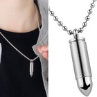 Usa Real Stainless Steel Bullet Necklace Cross Hidden Secret Urn Quality Gift