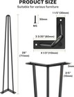 Set Of 4 Black Steel Hairpin Table Legs 28 In With Rubber Foot Protectors