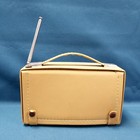 Vtg Mcm Precor Am fm Portable Radio Taupe Vinyl Case Ac Works Dc Doesn t 