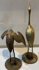 Vintage Mcm Brass Pair Crane heron egret Bird Sculpture Decor Korea