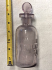 Antique Victorian Apothecary Embossed Amethyst Glass Bottle   Stopper 1880 s