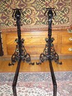 Monumental Pair Of Antique Arts And Crafts Wrought Iron Andirons
