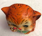 Vintage Cat  Coin Bank Anthropomorphic Orange Tabby Cat Japan Licking Cat Neon