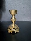 Vintage Solid Brass Ornate Leaf Detail Candle Holder  Hollywood Regency Decor   