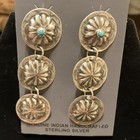 J  Begay Navajo Handmade Concho Sterling Silver Kingman Turquoise Earrings 2 5    
