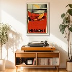 Mid Century Modern Negroni Poster Vintage Style Liquor Ad Art Bar Wall Decor