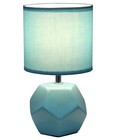 Simple Designs Round Prism Mini Table Lamp With Matching Fabric Shade Blue