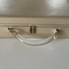 Estee Lauder Vintage Tan Train Travel Make Up Case Clear Lucite Handle Vtg Empty