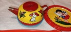 Vintage Ohio Art Tin Litho Toy Tea Set Tray Teacups Saucers Plates Teapot  1940