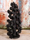 Day Of The Dead Skull Tree Clay Painted Black Handmade Michoacan Mexico Folk Art