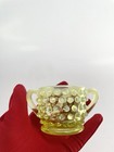 Vintage Fenton Vaseline Uranium Opalescent Hobnail Glass Sugar Bowl Mcm