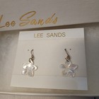 Lee Sands White Mother Of Pearl Mop Dainty Lightweight Flower Drop Earrings 1 5 
