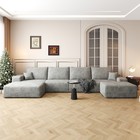 135  Boneless Couch Sectional Cloud Sofa Corduroy U Shaped Sofa Chaise W ottoman