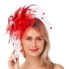 Fascinators For Women Tea Party Hat Birdcage Veil Feather Flower Cocktail Wed   