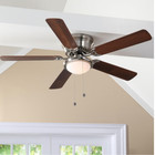Hugger 52 In  Led Indoor Brushed Nickel Ceiling Fan With Light Kit