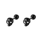 Men s Gothic Punk Black Skull Skeleton Screw Back Stud Earrings Stainless Steel