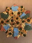 Handmade Quilted 10    Autumn Harvest Sunflowers Rustic Farmhouse Table Topper new