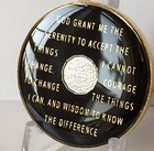 1 Year Black Aa Alcoholics Anonymous Medallion Sobriety Chip Tri Plate Gold   Ni