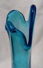 Vintage Mid Century Modern Peacock Blue Kanawha Glass Swung Vase Blue  12 5   