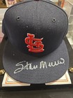 Stan Musial Signed Cardinals Signed Cap Fleer Genuine Memorabilia W holder