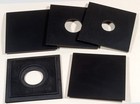1 Lens Board 4x4 Black  For Burke   James 4 x5  Camera  35 Mm  Or Various  Holes