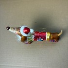 Dachshund Dog Christmas Ornament Glass Santa Hat Holiday Festive Decoration