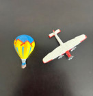 Lot Of 2 Vintage Micro Machines - Yellow Hot Hair Balloon  Ford C-4 Airplane