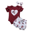 Newborn Infant Baby Girl Clothes Romper Shorts Set Floral Outfits Clothes