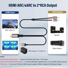 Hdmi Arc To 2 Rca Audio Extractor Converter Cable 3 Ft For Tv To Soundbar usb Po