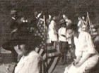 Antique Photo Interracial Party Lakeside American Flags Blacks Whites Boats Rare