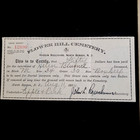 Vtg 1924 Receipt Cemetery Plot Burial Grave Flower Hill Cemetery - N  Bergen N j