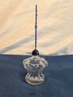 Vintage Glass Vanity 8  Perfume Bottle W blue Plastic Ornate Screw Top