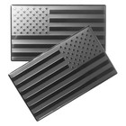 2 Pack 3d Metal Black American Flag Sticker For Car   embossed Black 5  X 3  
