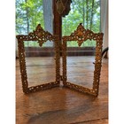 Vintage Brass Double Picture Frame Victorian Rococo Baroque Folding Diptych