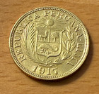 Peru 1917 Gold 1 Libra Circulated