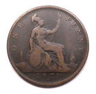 Great Britain 1875 H Penny Very Rare Variety Heaton Mint Queen Victoria Uk Coin