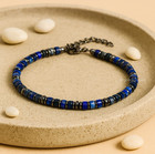 Lapis Lazuli Men Bracelet Minimalist Blue Stone Beaded Protection Energy Jewelry