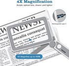 Magnifying Glass For Reading - Rechargeable 4x Full Page Book Magnifier W  Light