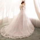 Women s Long Sleeve Lace Appliqu   Wedding Dress   Elegant Bridal Gown With Court