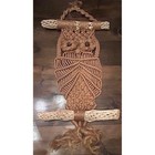 Vintage Macrame Owl Wall Hanging Decor Boho Chic Bohemian Folk Art Neutral Tree