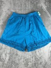 Vintage Women   s Flowy Shorts Lot Of 2 100  Cotton Crochet Edging Sz L Boho Chic