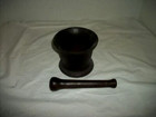 Antique Cast Iron Mortar Pestle Apothecary Heavy 1800s Primitive Pharmaceutical