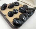 Gorgeous Lot Of 11 Antique Victorian Faceted Jet Black Glass Buttons Mismatched