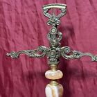Antique 16    Italian Apothecary Scale Solid Brass W marble Torso   3-toed Base