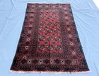 1960s Antique Afghan Bokhara Rug 4x6 Hand Knotted Persian Style Oriental Carpet
