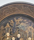 Antique Oriental Plate Cinabar  Four Figures Around A Table Fine Scrolling Old