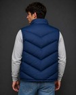 Men s Navy Puffer Vest  Retro Multicolor Stripe  Lightweight Quilted Gilet