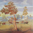 Dollhouse Wallpaper The Hunt Mural Minigraphics 1 12 Scale Horses   Dogs
